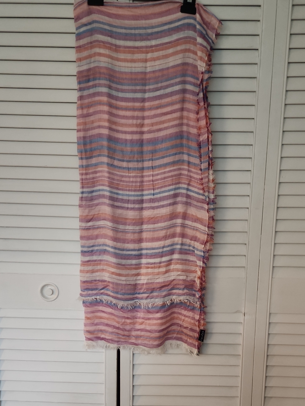 Fraas Pastel Striped Maxi Scarf in Pink, Blue and Lavender